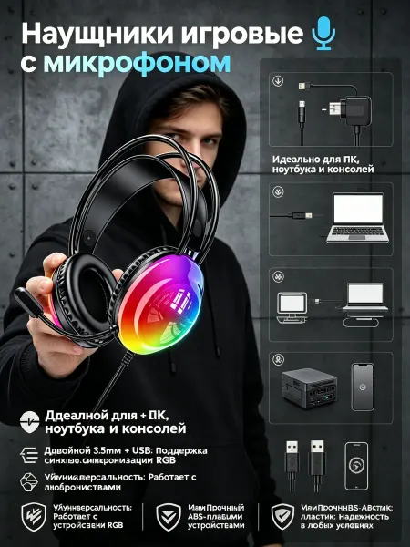 Наушники геймерские с микрофоном