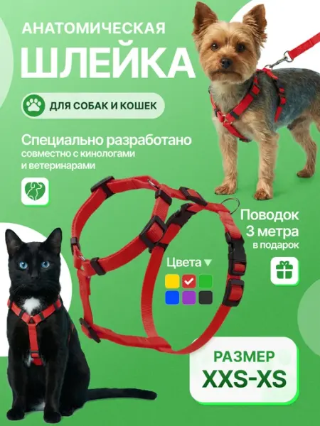Все в одном решении Анатомическая шлейка для собак и кошек