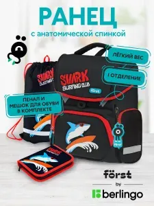 Ранец школьный для мальчика с анатомической спинкой для начальной школы + пенал и мешок для обуви в комплекте