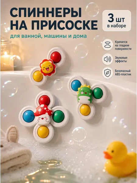 Спиннеры на присоске набор 3 штуки