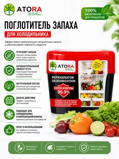 Поглотитель запаха для холодильника антибактериальный дезодоратор очиститель воздуха
