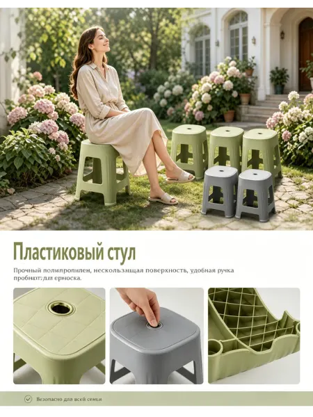 Пластиковый табурет 6 шт прочные