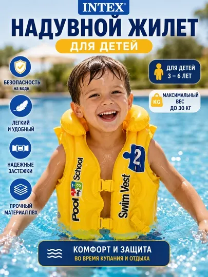 Жилет для плавания детский, Intex