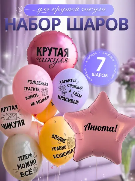 Шар с именем Анюта. Набор шаров с приколами для девушки