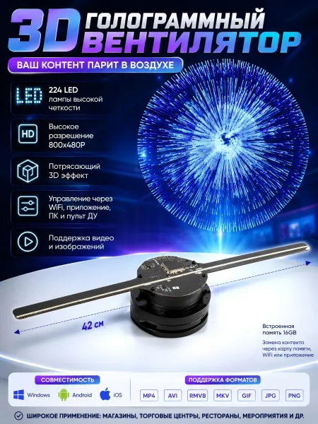 Голографический проектор-вентилятор 3D