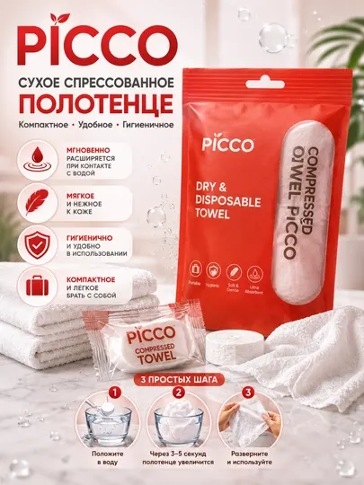 Сухое спрессованное полотенце