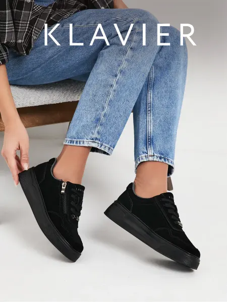 KLAVIER Кеды черные женские на платформе