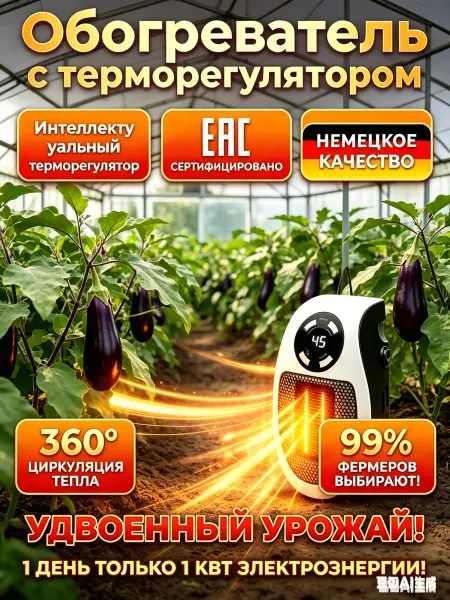 Обогреватель для теплицы с терморегулятором