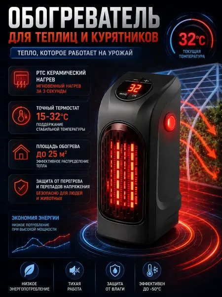 Обогреватель для теплицы на аккумуляторе