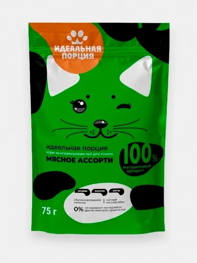 Корм для кошек Идеальная порция 75 гр/5 штук мясное ассорти