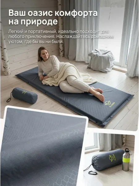Коврик самонадувающийся одиночный, тёмно-синий