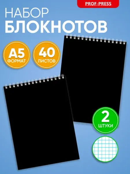 Prof-Press Блокнот на спирали набор 2 шт