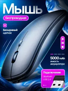Мышь беспроводная, мышка для ноутбука беспроводная, мышка игровая без подсветки