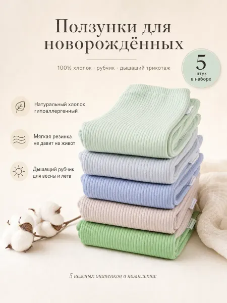 Софьюшка Детские ползунки для новорожденных штанишки набор 5 шт
