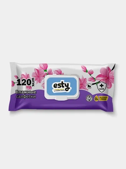 Влажные салфетки Esty, 120 шт
