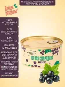 Пюре Летнее раздолье "Черная смородина" без сахара/натуральный продукт 330гр