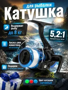 Катушка безынерционная с леской для спиннинга рыболовная для фидера для рыбалки на удочку