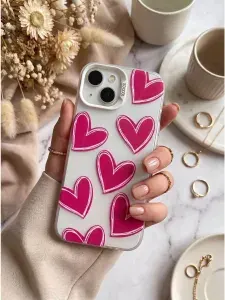 Чехол на iPhone 15 Розовые сердца