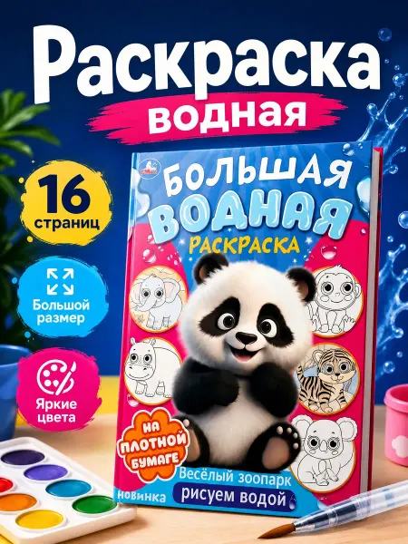 Умка Водная раскраска многоразовая большая для малышей в дорогу