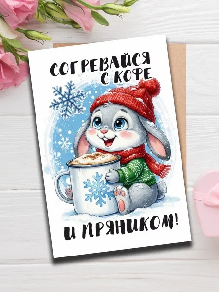 Woodguk Новогодняя открытка с кофе