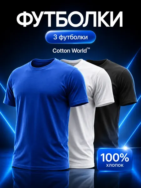 Cottonworld Футболка мужская хлопок набор 3 шт