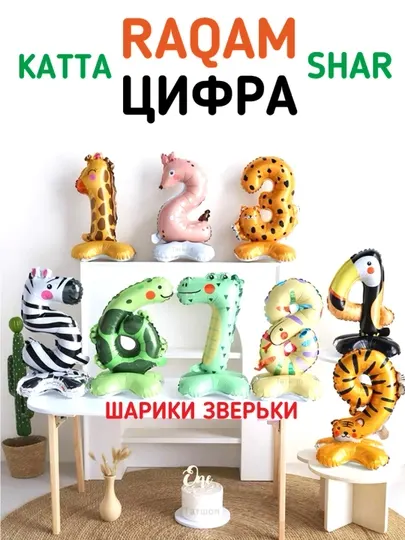 Большой воздушный шар "Цифра" на подставке, фольгированный, шарик на день рождение