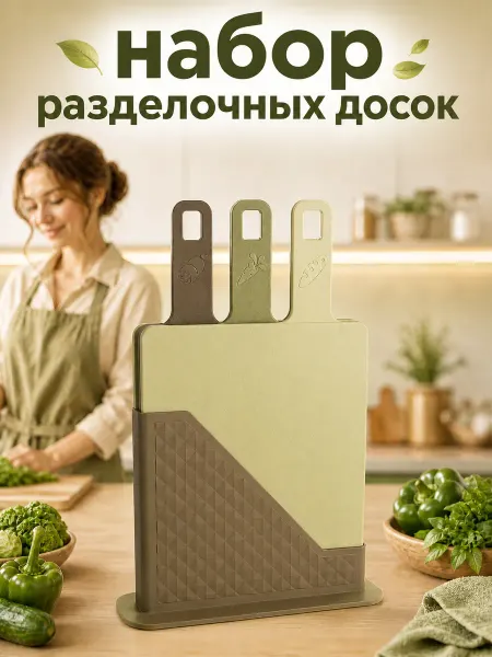 Набор досок разделочных на подставке