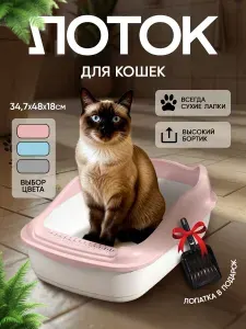 Лоток для кошек с совком и бортом