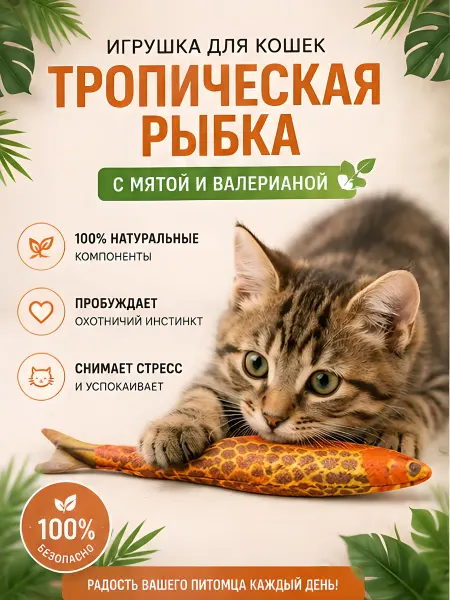 Нет бренда Игрушка для кошек "Тропическая рыбка"