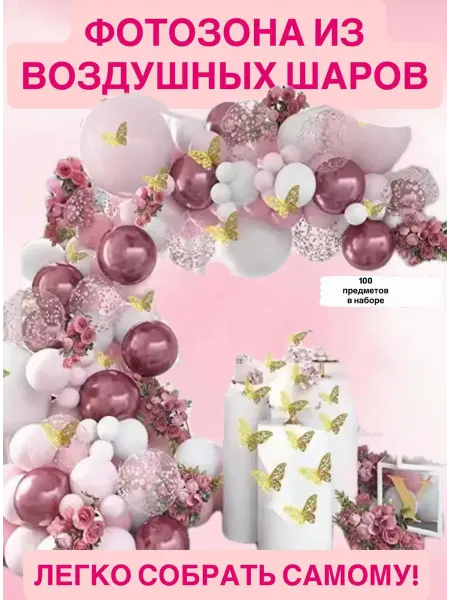 Фотозона из воздушных шаров 100шт