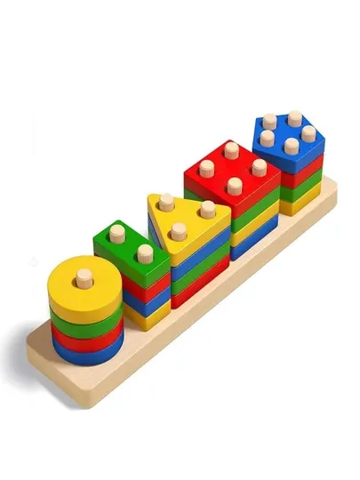 Развивающая игрушка Монтессори для детей, изображающая фигуры и буквы - деревянная