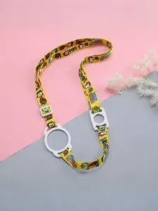 Ремешок подвес для переноски бутылки с водой / лимонадом цвет желтый, тема "мультяшная"