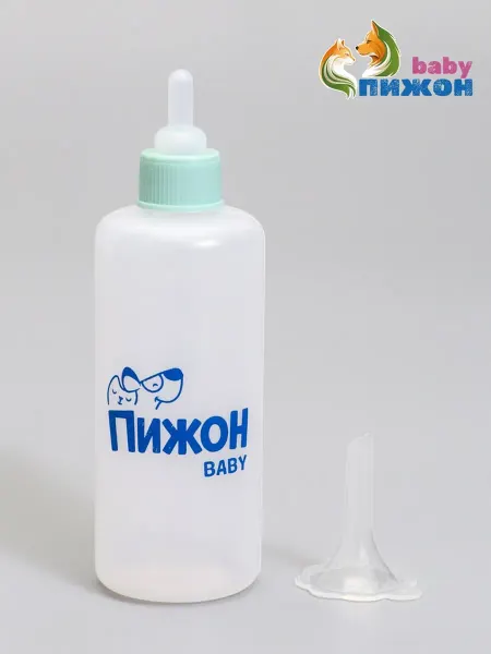 Пижон Бутылочка для вскармливания животных, соска, воронка, синяя