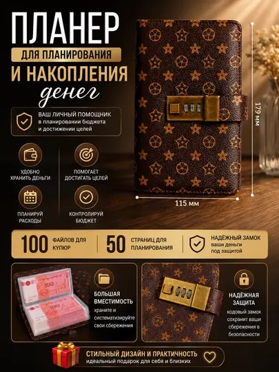 Планировщик бюджета, кошелек копилка для хранения денег с кодовым замком