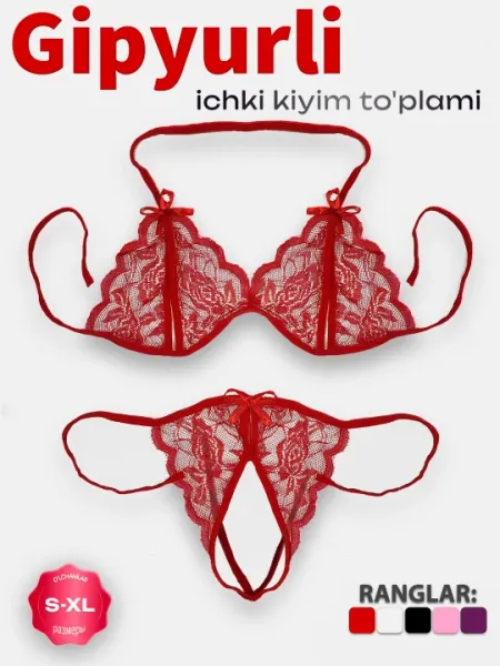 Комплект женского нижнего белья, кружевной бюстгальтер и стринги, открытый дизайн, сетка