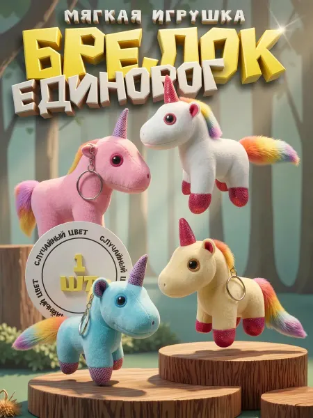 Мягкая игрушка брелок единорог