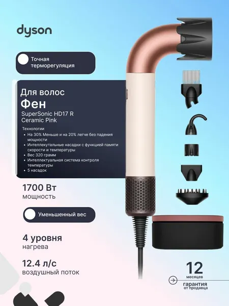 Фен для волос Dyson HD17 Supersonic R Ceramik Pink +Кейс