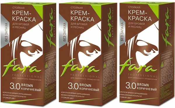 FARA Стойкая крем-краска для бровей и ресниц 3.0 коричневая
