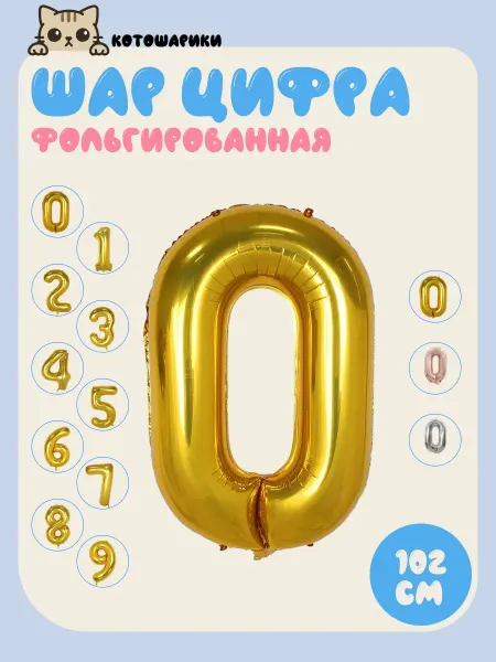 KOROLEV's balloons Шары цифра 0 фольгированные воздушные