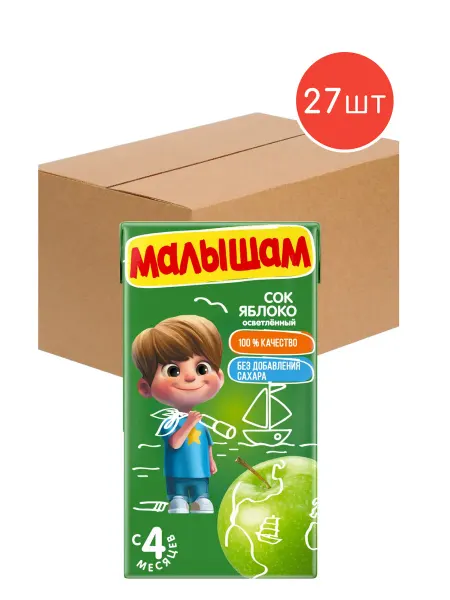 ФрутоНяня Сок Малышам яблоко осветленный 0,33л 27шт