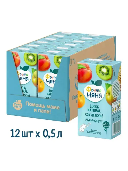 ФрутоНяня Сок детский "ФрутоНяня" Мультфруктовый 0,5 л 8 шт