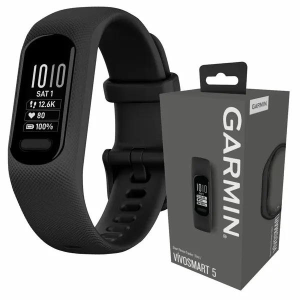 Умные часы Garmin Vivosmart 5 Black SM, AMOLED экран, GPS, влагозащита, 010-02645-20