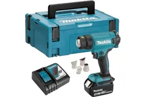 Фен строительный аккуммуляторный MAKITA DHG181RT1J, 18В, 550 град, MakPac ,насадки (5.0Ач х1,з/у)