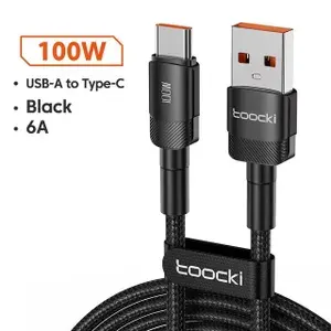 Кабель Toocki USB Type-C / 2.0м / 100 Вт / 66 Вт, для быстрой зарядки и передачи данных Xiaomi Poco Samsung Huawei Honor Oppo Oneplus