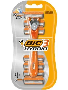 BIC Бритва FLEX 3 HYBRID (1 станок, 6 кассет) 3 лезвия