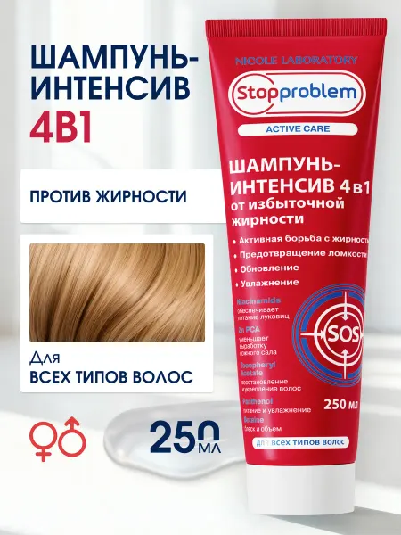 NICOLE LABORATORY Шампунь-интенсив 4 в 1 от избыточной жирности Stopproblem