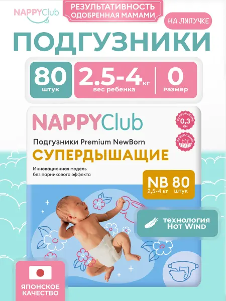NappyClub от мам для мам! Подгузники для новорожденных 1 NB супердышащие