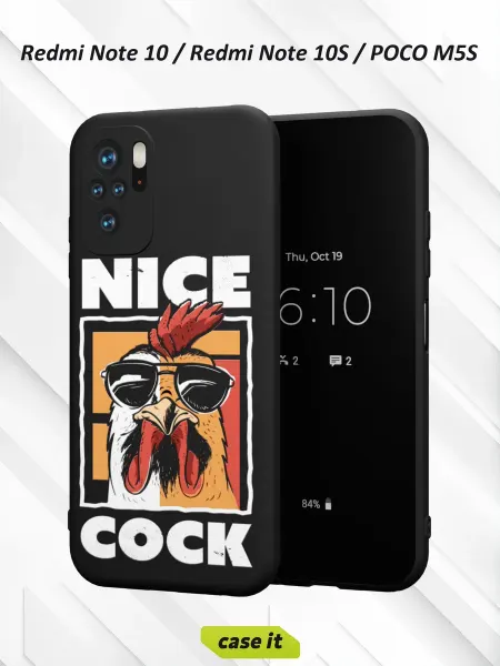 Case it Чехол на Redmi Note 10 Note 10S Poco M5S принт NICE COCK