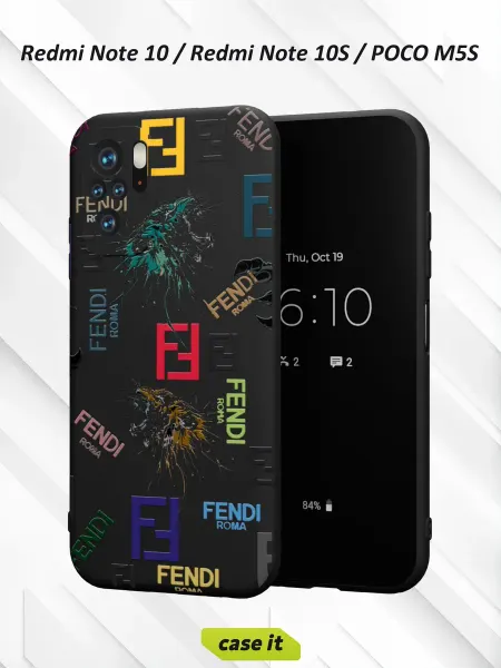 Case it Чехол на Redmi Note 10 Note 10S Poco M5Sс принтом Fendi