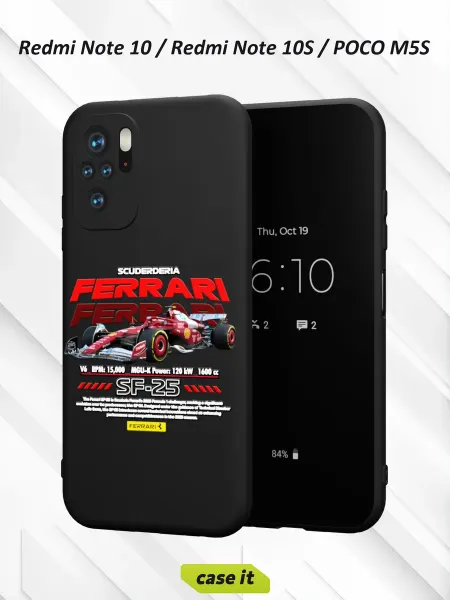 Case it Чехол на Redmi Note 10 Note 10S Poco M5S с принтом Ferrari
